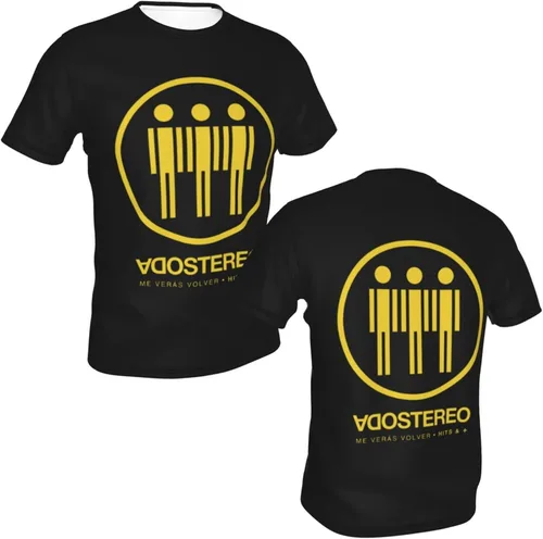 Vista 6 de Soda Stereo Me Verás Volver Hits & Más Camiseta de verano para hombre, camiseta casual de manga corta con estampado 3D, Negro