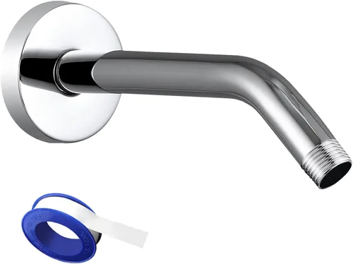 Vista 8 de Brazo de ducha Voolan con brida y cinta de teflón, brazo de cabezal de ducha extensible para cabezal de ducha fijo de baño, acero inoxidable sólido