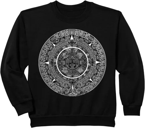 Vista 7 de Aztec Calendar Maya Sun Stone Carving Mexican Art Sudadera Mayans, Negro, S
