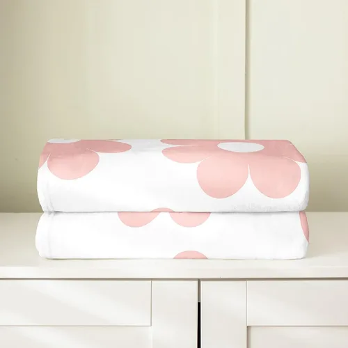 Vista 4 de Manta de franela de forro polar rosa femenina, manta de cama para todas las estaciones de los años 70 para cama, sofá, sofá, bonita manta de felpa