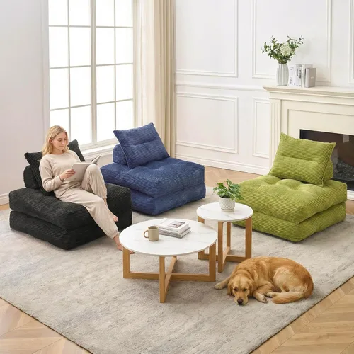 Vista 6 de MONVANE Sofá cama plegable, silla convertible 3 en 1, futón plegable con almohada, sofá individual para espacios pequeños, sala de estar, habitación