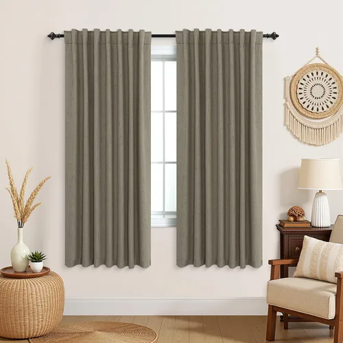 Vista 107 de KOUFALL - Cortinas de medio estilo francés de lino para ventana, juego de 2 cortinas cortas de 40 pulgadas de longitud, para privacidad, cortinas