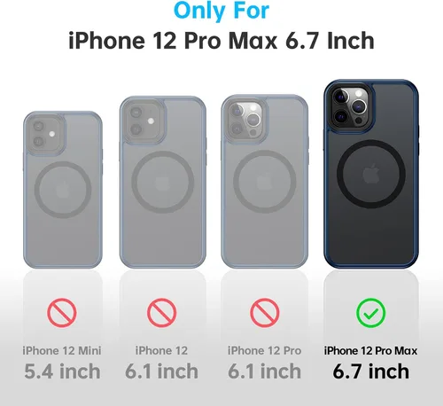 Vista 2 de Meifigno- Funda magnética diseñada para el iPhone 12 Pro Max, [protección de grado militar y compatible con MagSafe], parte trasera mate translúcida