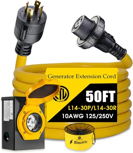 Vista 11 de Cable generador de 50 amperios con caja de entrada de alimentación preperforada, cable de extensión de generador de alta resistencia real STW