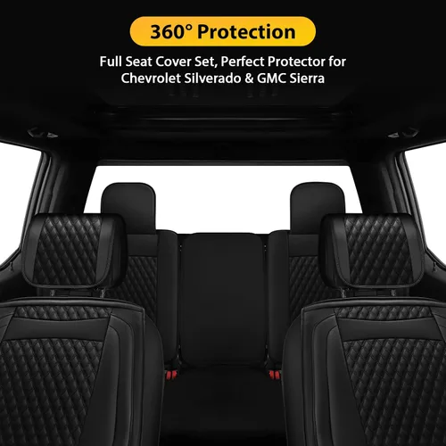 Vista 9 de Octomo Juego completo de fundas de asiento compatibles con Chevy Silverado GMC Sierra Custom Fit 2007 a 2023 1500 2500HD 3500HD Crew Double Extended