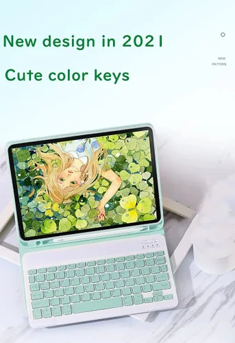 Vista 2 de Funda con Teclado para iPad de 9ª 8ª 7ª Generación 10.2 pulgadas iPad Air 3 Pro 10.5 pulgadas Teclado de Color Lindo Desmontable Bluetooth Funda