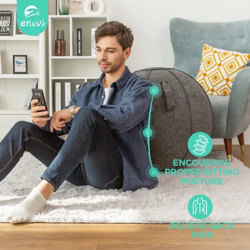 Vista 3 de Silla de bola Lite, pelota de yoga con funda para escritorio de oficina en casa, pelota de estabilidad y asiento de bola de equilibrio para aliviar