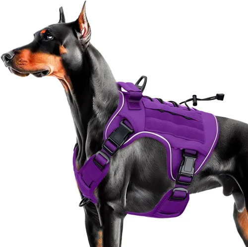 Vista 34 de Arnés táctico para perros grandes, chaleco reflectante ajustable sin tirones con sistema Molle, control de grado militar K9 para entrenamiento