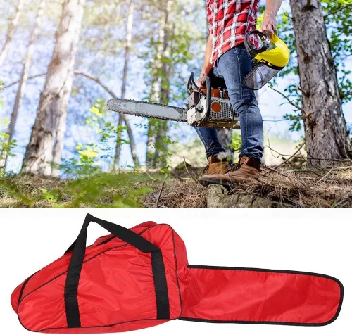 Vista 2 de TOPINCN Bolsa de transporte para motosierra, de tela Oxford, portátil, con asa y cremallera larga para motosierras de 12/14/16 pulgadas, color rojo