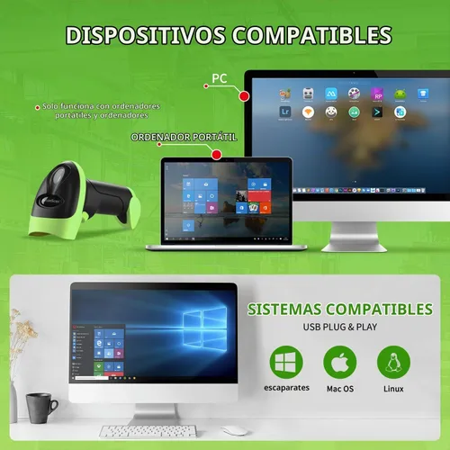 Vista 3 de Lector de escáner de código de barras 2D USB portátil NetumScan