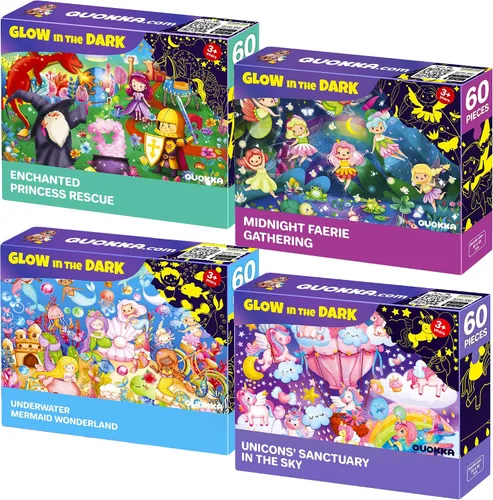 Vista 9 de QUOKKA Rompecabezas para niños de 4 a 6 años – Pack de 4 rompecabezas de 60 piezas para niños – Juego de rompecabezas de cuentos de hadas