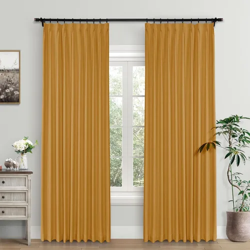 Vista 17 de Macochico Cortinas opacas de lino plisadas para oscurecer la habitación, panel con aislamiento térmico para dormitorio, sala de estar, sala