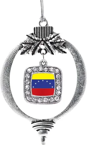 Vista 161 de Inspired Silver - Nana púrpura - Adorno de Navidad plateado - Adorno cuadrado para árbol de Navidad con circonita cúbica - Decoración colgante