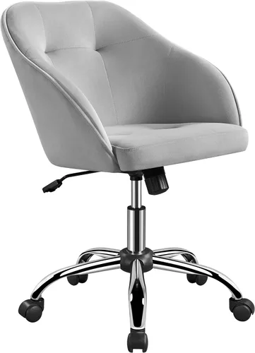 Vista 11 de Topeakmart Silla de escritorio de terciopelo para oficina, con base de metal, tapizada, giratoria, altura ajustable, silla de computadora moderna