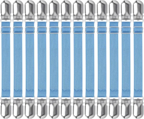 Vista 14 de Boao 12 piezas de clips para sábanas de cama, correas para esquinas de sábanas, soporte ajustable para colchón, clips elásticos para sujetar Negro