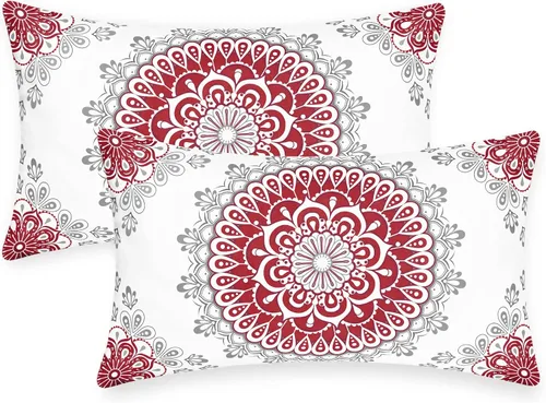 Vista 18 de CaliTime Fundas de Almohadas Decorativas Paquete de 2 Cómodas de Vellón Mandala Dalia Floral Medallón Estilo Brújula Fundas de Cojines para Sofá