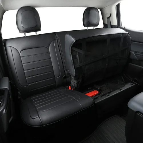 Vista 8 de LUCKYMAN CLUB Fundas de asiento Chevy Colorado para camión de trabajo Crew Cab Z71 LT ZR2 2015-2022 con piel sintética (negro)