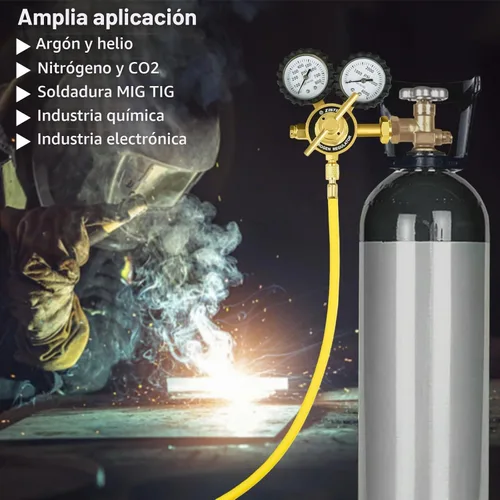 Vista 9 de Regulador de nitrógeno con manguera de 6.6 pies, 0-800 PSI, entrada CGA580
