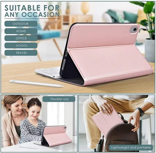 Vista 7 de Funda de teclado para Galaxy Tab A8 de 10.5 pulgadas 2022 (SM-X200/X205/X207), funda de cuero delgada y ligera con teclado desmontable