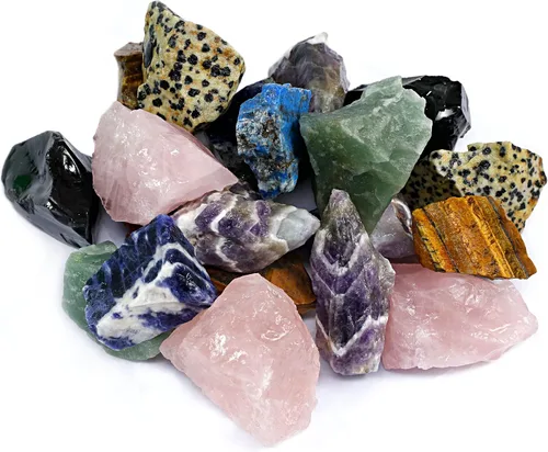Vista 2 de KomeStone Rocas de piedras preciosas ásperas para vasos de roca, piedras de cristal natural crudo para tocar rocas, funciona para cualquier vaso