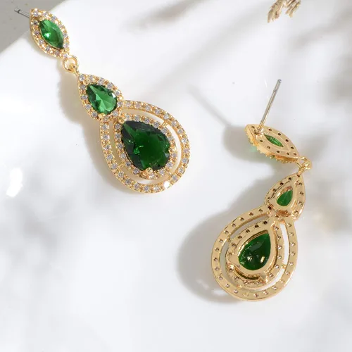 Vista 4 de Aretes de novia de circonita cúbica para mujer, elegantes aretes largos para fiesta de boda, graduación, para novia, damas de honor, candelabro