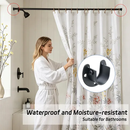 Vista 7 de Mooche MFL8001UB-4P - Soporte de barra de cortina en forma de U, soporte de barra de barra de acero inoxidable negro mate, 4 uds