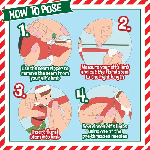 Vista 4 de SCS Direct Elf Upgrade Kit completo de bricolaje - Pose, cuelga, dobla tu elfo de Navidad - Todo lo que necesitas para hacer que tu muñeca