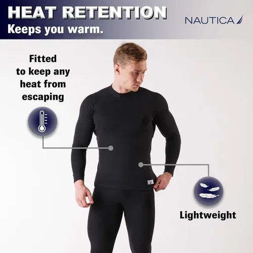 Vista 3 de Nautica Conjunto de ropa interior térmica para hombre, camisa térmica cálida para hombre y pantalones largos, camiseta interior para clima frío