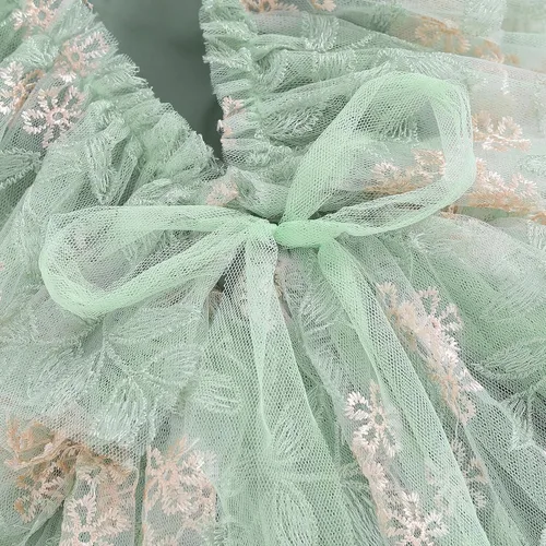 Vista 8 de Ursobutegl Mameluco de princesa para bebé recién nacida, vestido de malla bordado, elegante, tutú con falda, overol para cumpleaños