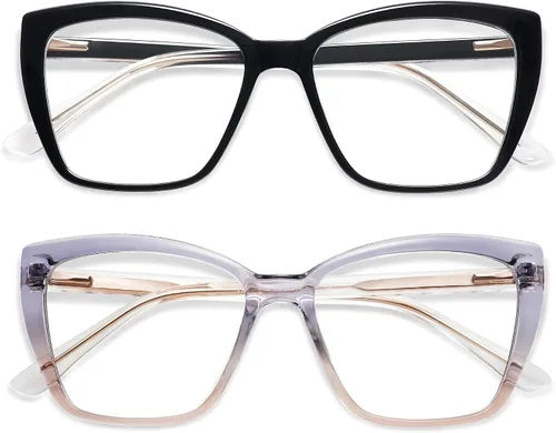 Vista 12 de AMOMOMA Trendy TR90 Gafas de Lectura Grandes con Filtro de Luz Azul para Mujeres, Elegantes Gafas Cuadradas Tipo Ojo de Gato AM6031