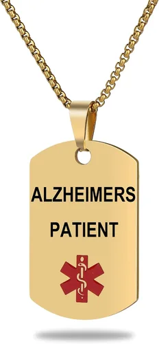 Vista 52 de Collar de alerta médica, etiqueta grabada con láser, grabado personalizado, etiqueta de identificación de acero inoxidable, colgante para hombres