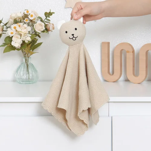 Vista 3 de LAWKUL Manta de seguridad suave para recién nacidos, niños y niñas, de punto para acurrucarse, cómoda, color camel, 16 x 16 pulgadas