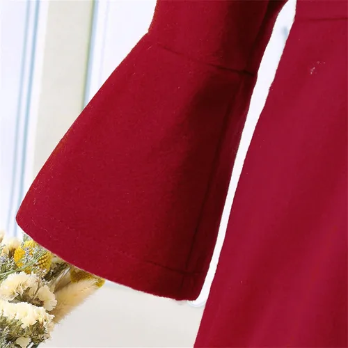 Vista 3 de ZHICHUANG Conjunto de abrigo de lana con cuello de retazos para niña de Navidad suave y duradero, para 1 a 6 años, chaqueta para niños de 6 a 7 años