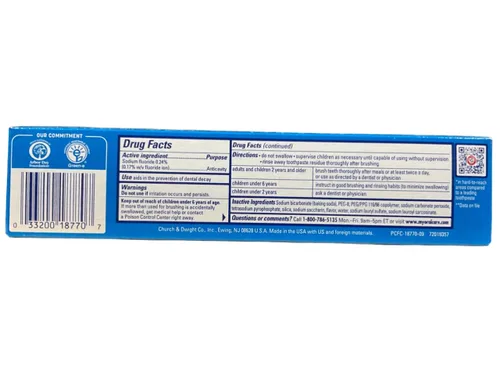 Vista 2 de Arm & Hammer Peroxicare, pasta de dientes de menta anticaries de bicarbonato de sodio y peróxido, el embalaje puede variar, 6.0 onzas (paquete de 6)