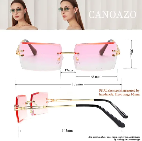 Vista 10 de Rimless Rectangle Sunglasses Women Men Trendy Square Y2K Glasses Retro Frameless Eyewear Gradient Lens