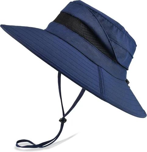Vista 12 de Sombrero Boonie de ala ancha impermeable UPF 50+ para hombre, protección contra el sol y la lluvia Beige