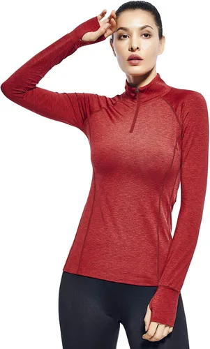 Vista 3 de Camiseta de entrenamiento de manga larga con cremallera de 14 para mujer