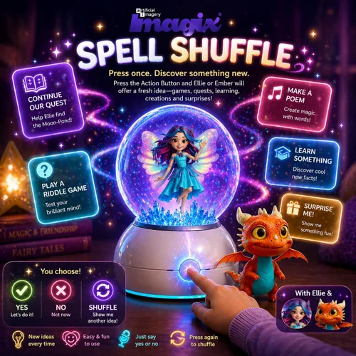 Vista 4 de Imagix Pantalla holográfica interactiva de bola de cristal para niños a partir de 6 años Voice-play with Ellie & Ember: stories, riddles