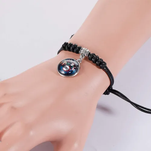 Vista 6 de 6 pulseras de piel trenzada de anime, joyería de cristal, regalo de piedras preciosas