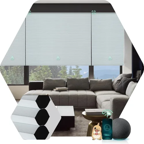 Vista 16 de Yoolax Persianas Celulares Motorizadas Compatibles con Alexa, Persianas Motorizadas Blackout Inteligentes de Panal para Ventanas, Persianas