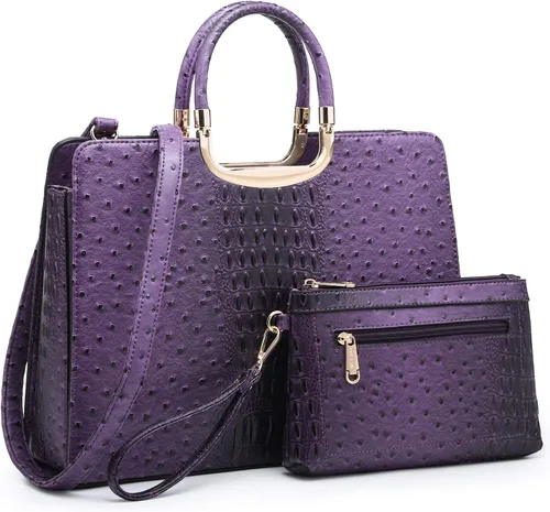Vista 20 de Bolso de mano para mujer con asa superior, bolso de hombro, bolso tipo tote, cartera con billetera a juego 2-azul cocodrilo