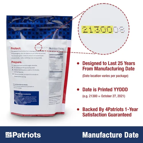 Vista 9 de 4Patriots: Suministro de alimentos para emergencias, kit de supervivencia para 4 semanas, alimentos liofilizados, vida útil de 25 años, 196 porciones