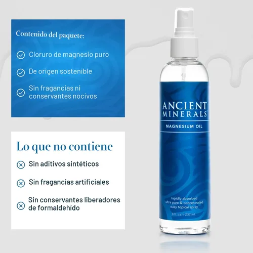 Vista 5 de Ancient Minerals Botella de spray de aceite de magnesio de cloruro de magnesio Zechstein puro y genuino - Magnesio tópico para aplicación en la piel