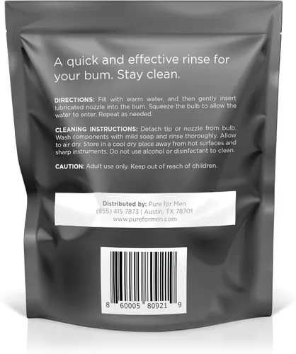 Vista 9 de Pure for Men Bum Bulb Kit de ducha anal con punta desmontable Enema reutilizable, fácil de usar y duradero Capacidad 3 oz (3.0 fl oz)
