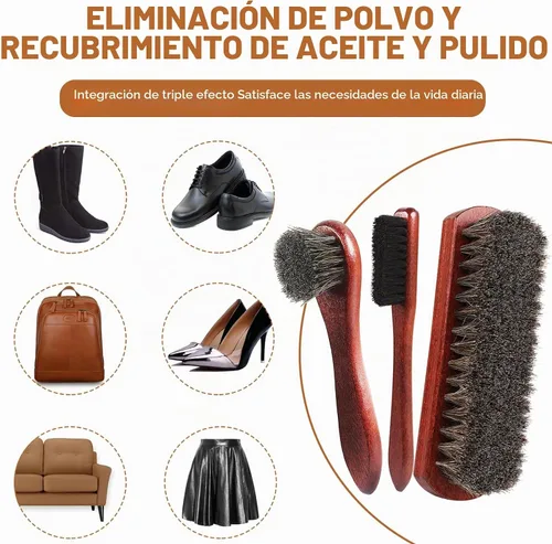 Vista 5 de Rolett Kit de brillo de cepillo de pelo de caballo de 4 piezas, cepillo