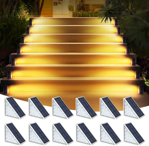 Vista 16 de AUDLES Luces LED Solares para Escalones Impermeables Luces para Escaleras Exteriores, Luz Solar para Terraza Decoración Exterior IP67 Luz