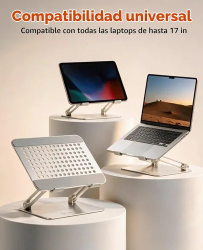Vista 5 de PHIXERO Soporte ajustable para portátil, soporte ergonómico de aluminio Plateado