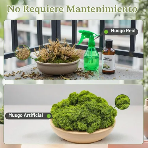 Vista 3 de Musgo verde falso – Musgo artificial para plantas de interior, imitación para manualidades, decoración de jardín de hadas de bricolaje, centros
