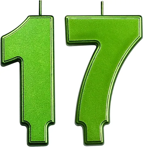 Vista 45 de DERVENTA Vela Grande de Cumpleaños Número 3D Verde Luminoso de 3.7 Pulgadas Celebración de Fiesta Aniversario Decoración Adorno para Pastel 1 Pieza