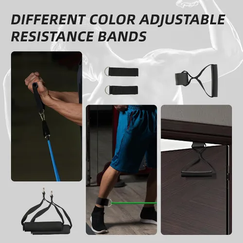 Vista 3 de Fitvids Juego de bandas de resistencia – Bandas de ejercicio de 5 niveles para fitness en casa, terapia física y entrenamiento de fuerza
